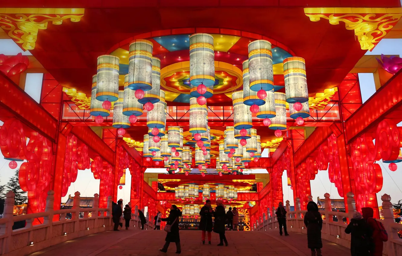 Photo wallpaper New Year, China, lanterns, XI'an, spring festival