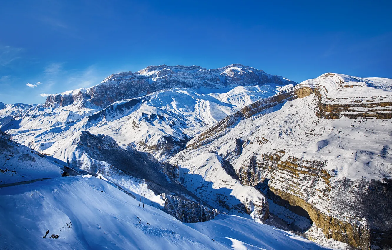 Photo wallpaper winter, the sky, clouds, snow, mountains, Shahdag, alex levi