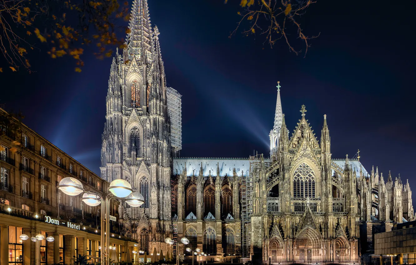 Photo wallpaper light, night, tower, area, Cathedral