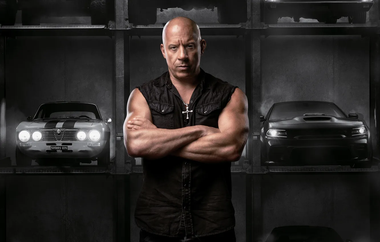 Photo wallpaper auto, background, VIN Diesel, action, poster, Vin Diesel, headlights, Dominic Toretto