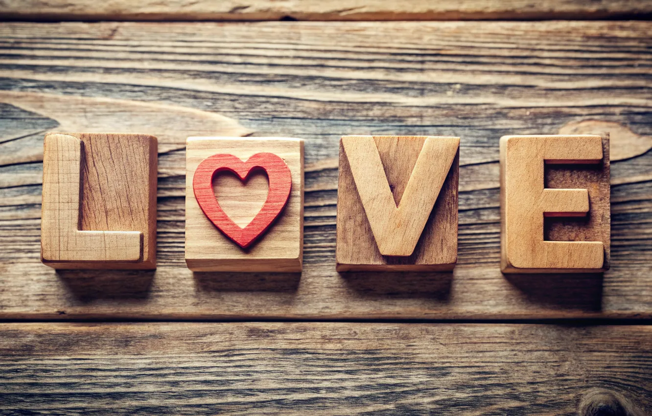 Photo wallpaper love, letters, holiday, the inscription, cubes, heart, Board, hearts