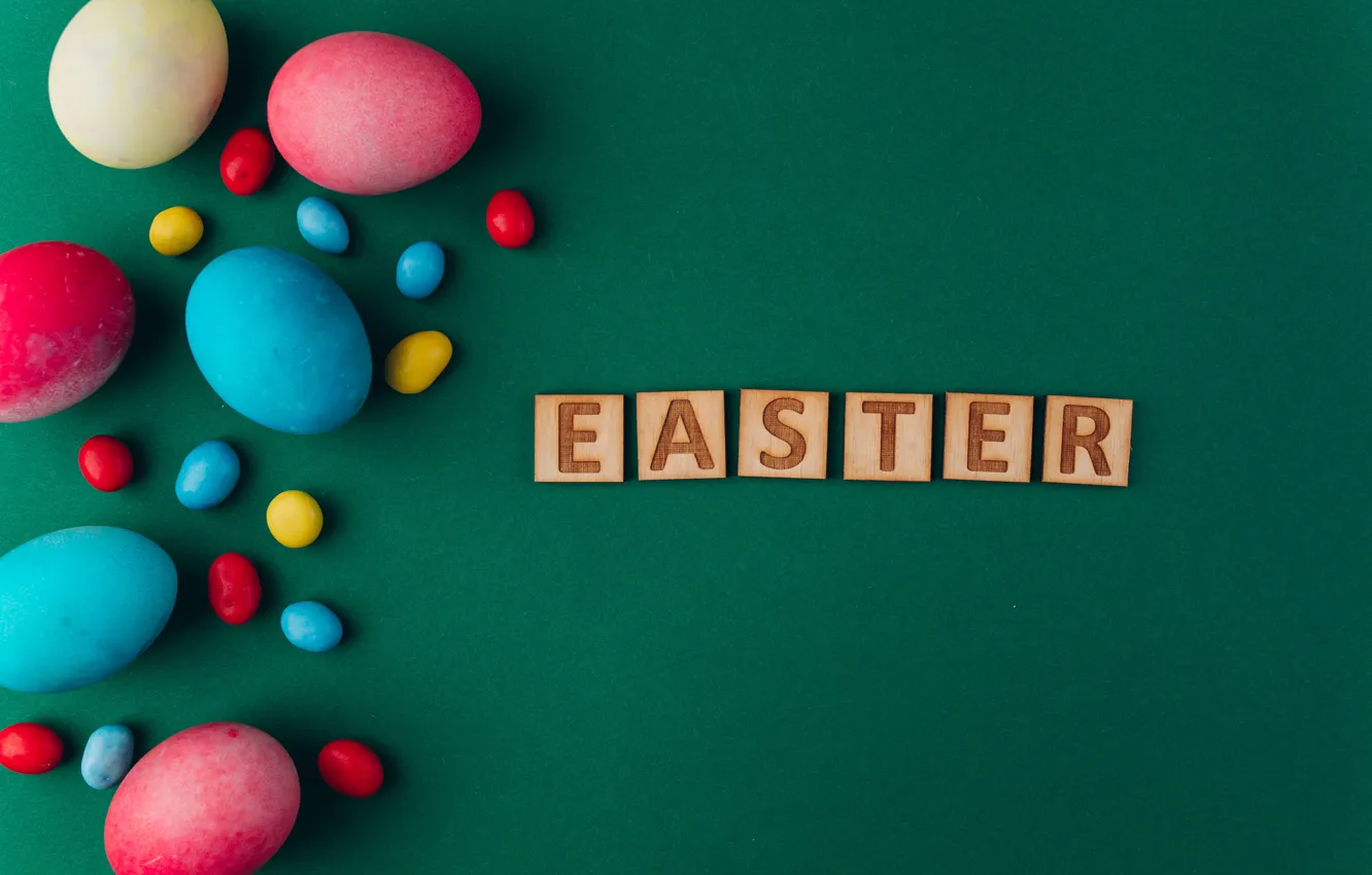 Photo wallpaper letters, background, holiday, eggs, Easter, ears rabbit