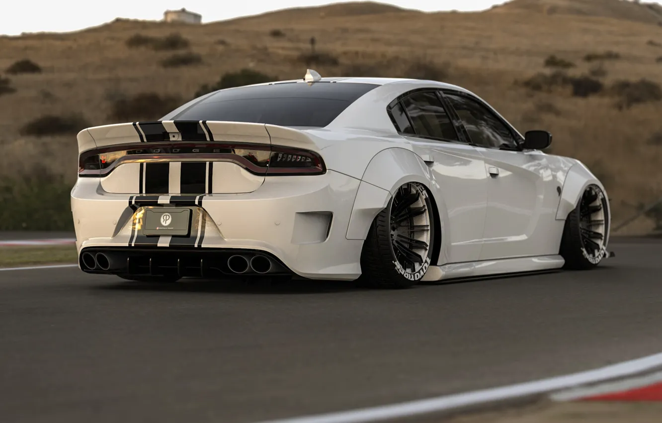 Photo wallpaper White, Machine, Dodge, Car, Render, Charger, Dodge Charger, Rendering