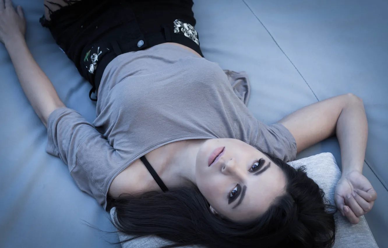 Photo wallpaper look, model, brunette, lies, Shauna Baker