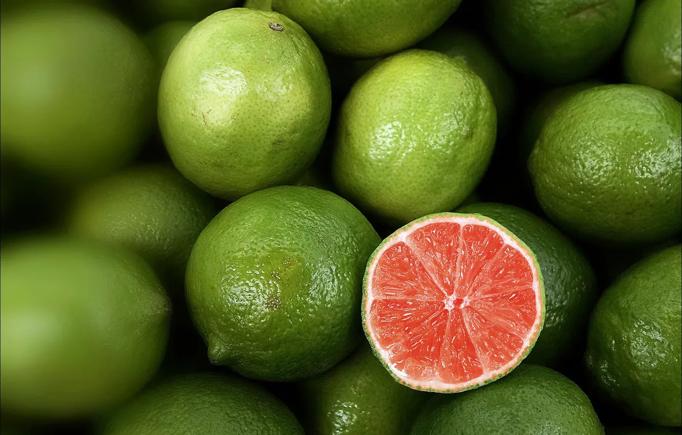 Photo wallpaper red, lemon, lime, a lot, sour