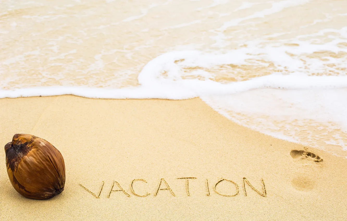 Photo wallpaper sand, sea, beach, summer, the inscription, summer, beach, sea