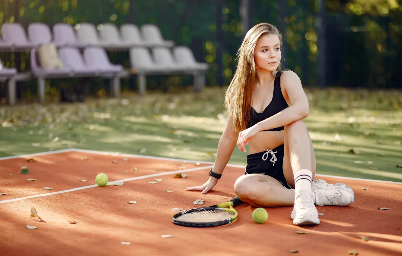 Photo wallpaper girl, beautiful, stylish, Tennis, court