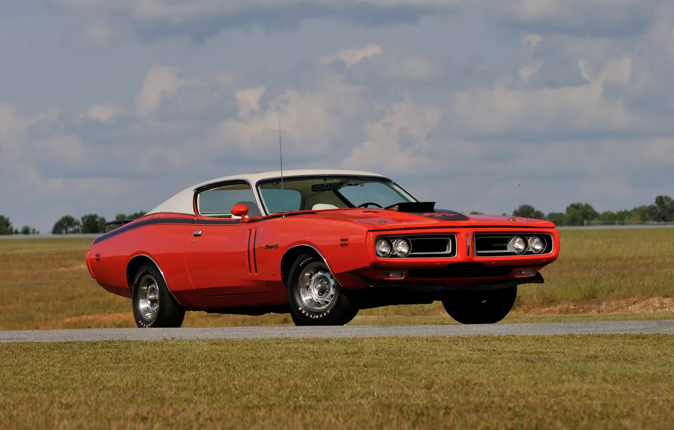 Photo wallpaper Muscle, Dodge, Red, Classic, Coupe, Charger, Vehicle