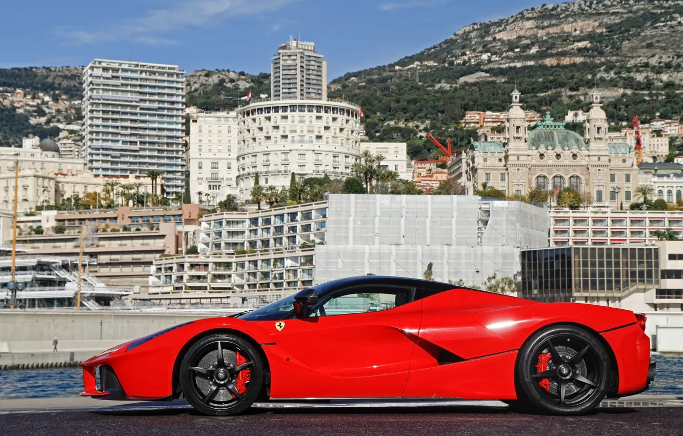 Photo wallpaper red, black, profile, red, ferrari, Ferrari, drives, the laferrari