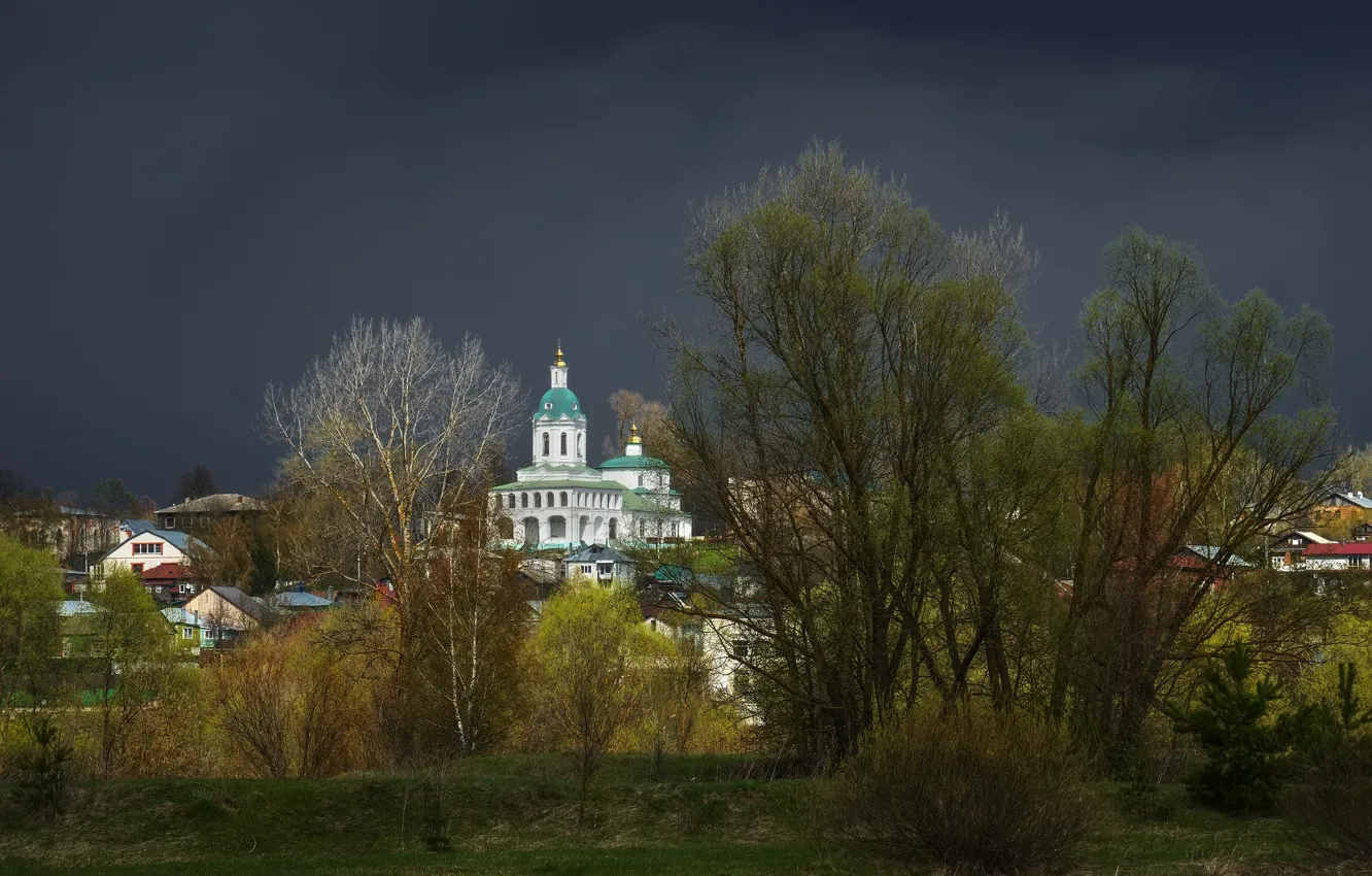 Photo wallpaper landscape, clouds, nature, Church, Maxim Evdokimov, Kasimov