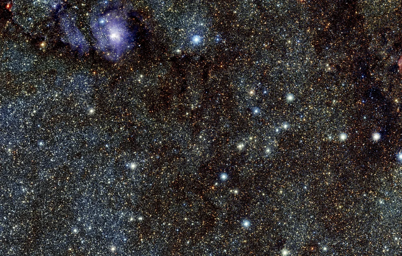 Photo wallpaper Nebulae, Messier 8, Wide Field View, VISTA, Constellation Sagittarius, The Lagoon Nebula, Infrared view, H-J-Ks …