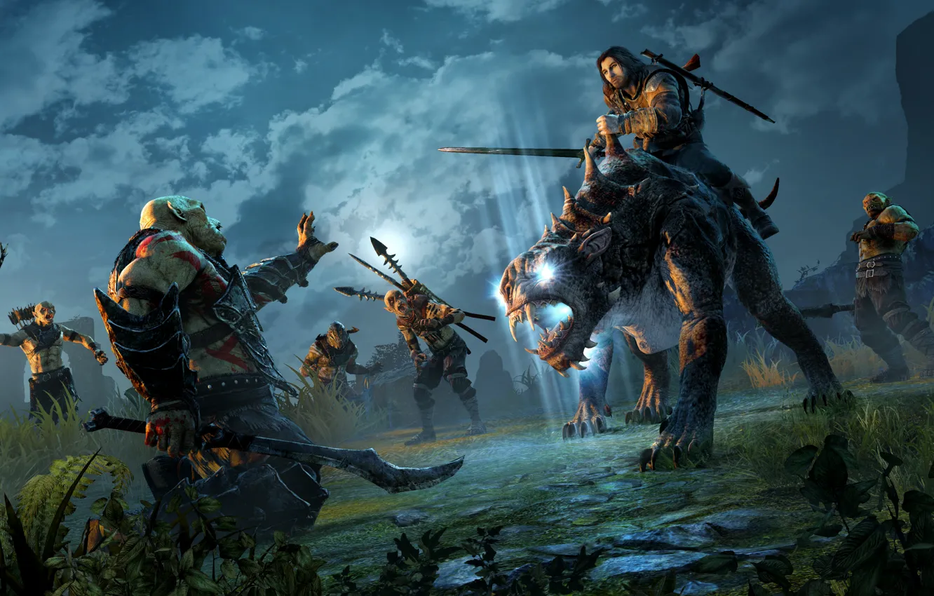 Photo wallpaper Warrior, Beast, Video Game, Orcs, Warner Bros. Interactive Entertainment, Monolith Productions, Middle-earth: Shadow of Mordor, …