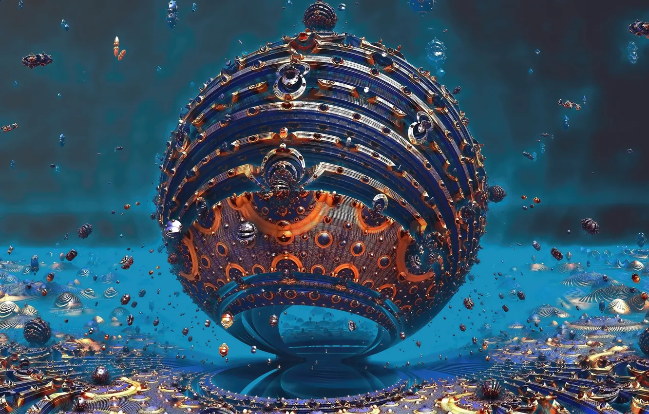 Photo wallpaper ball, art, raw fractals