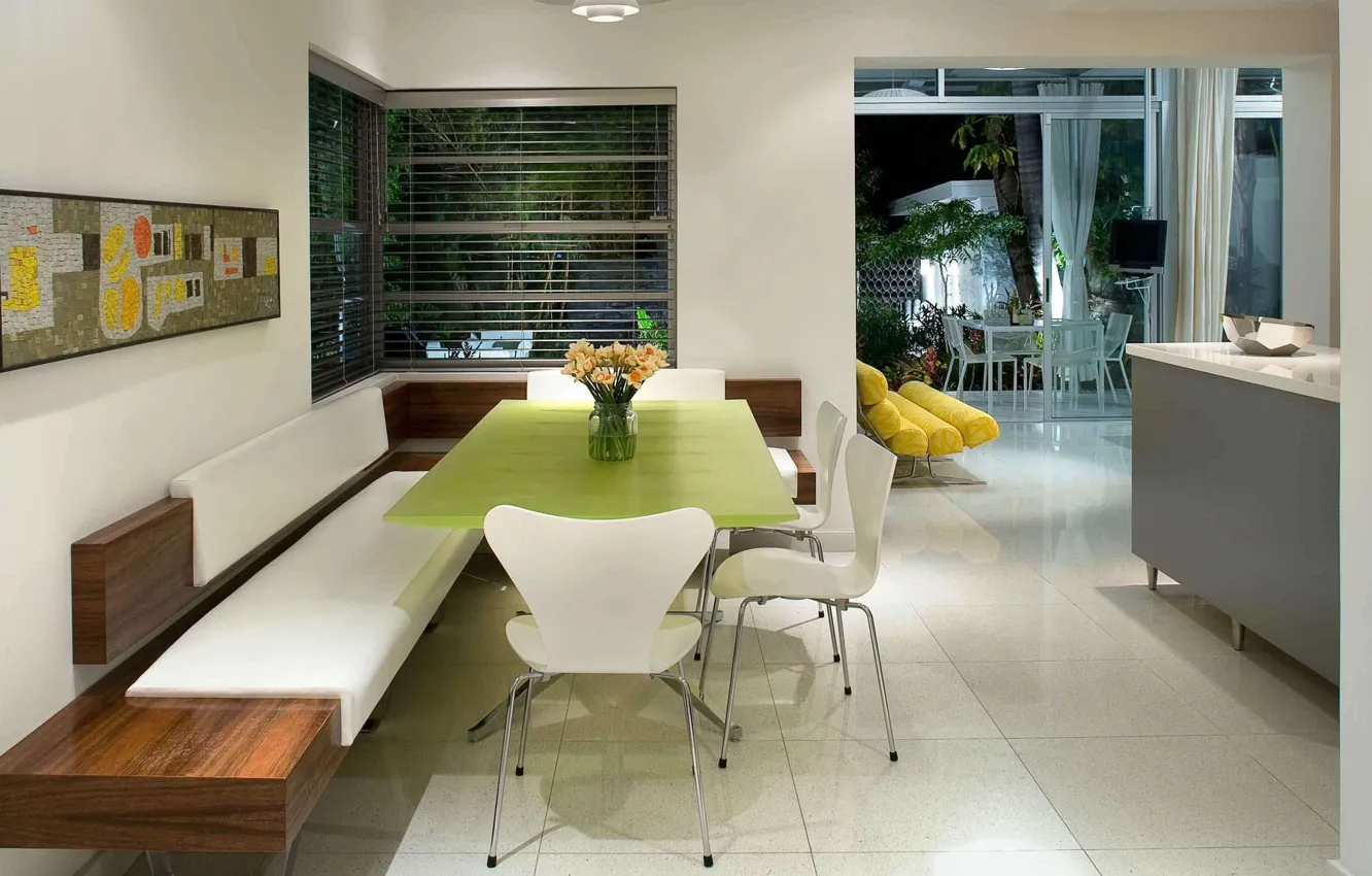 Photo wallpaper design, style, interior, Miami, kitchen, living room, dining room, an art deco house from the …