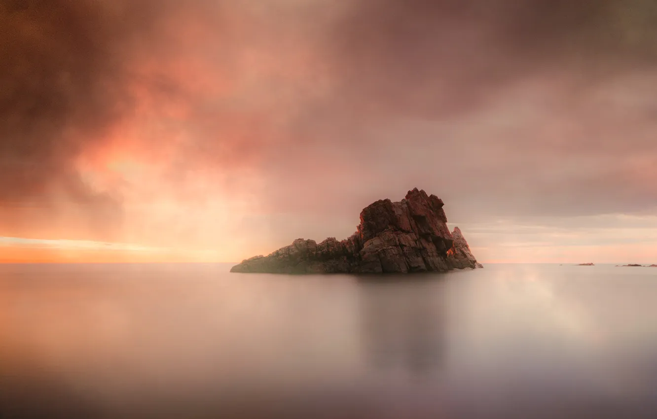 Photo wallpaper rock, the ocean, shore, haze
