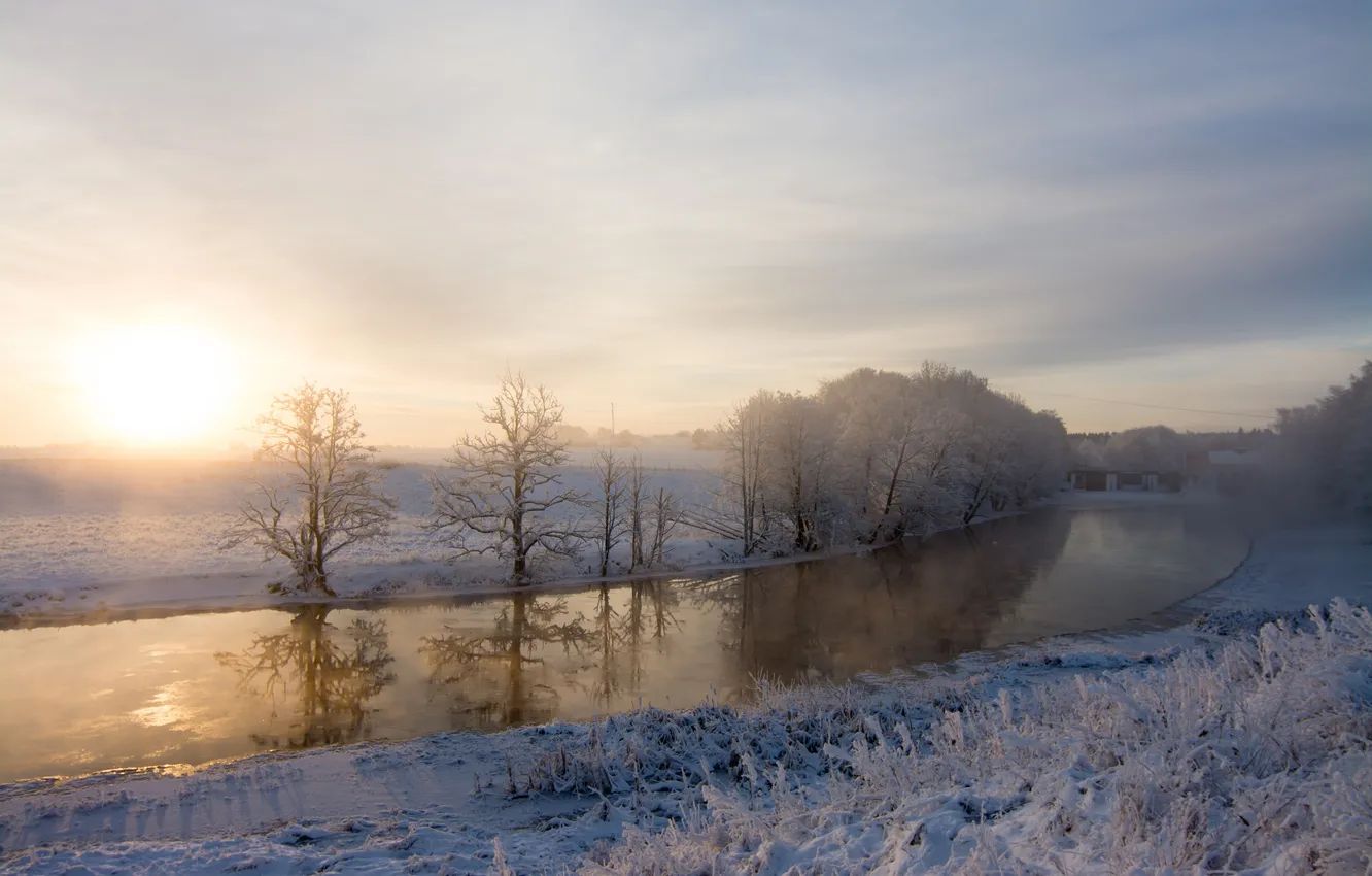 Photo wallpaper winter, landscape, nature, river