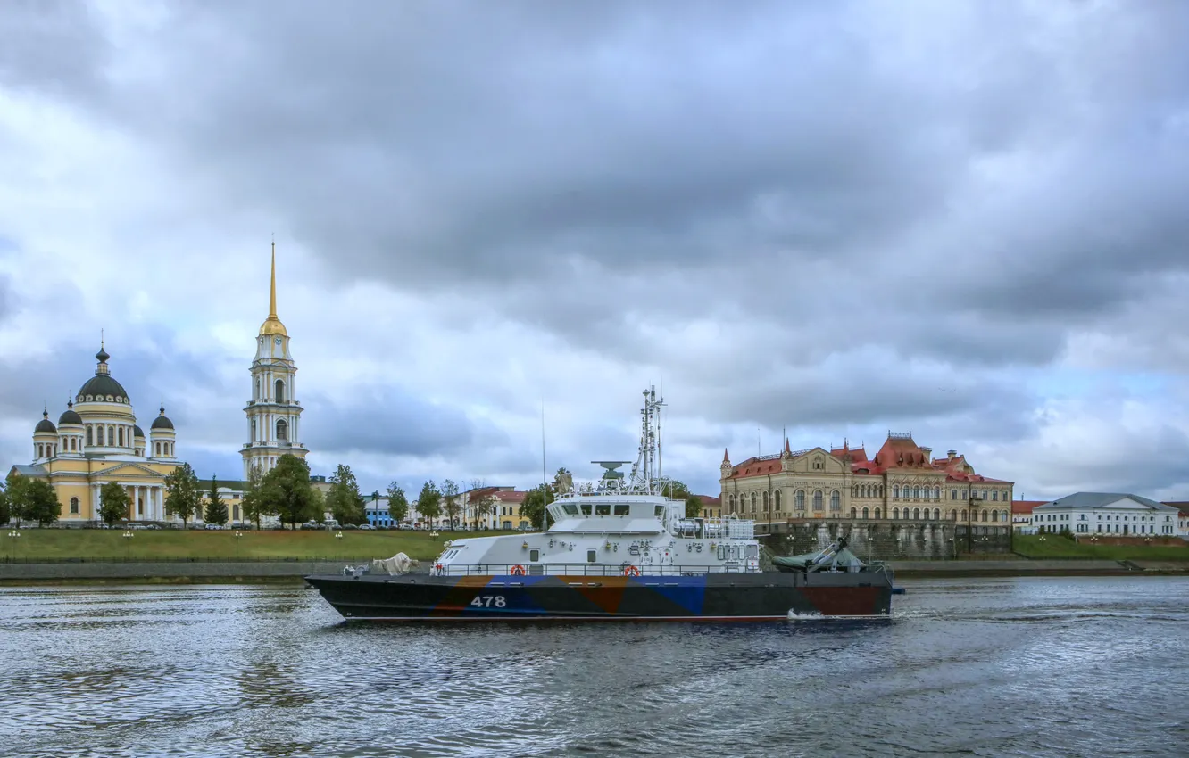 Photo wallpaper boat, camouflage, anti-sabotage, Rook