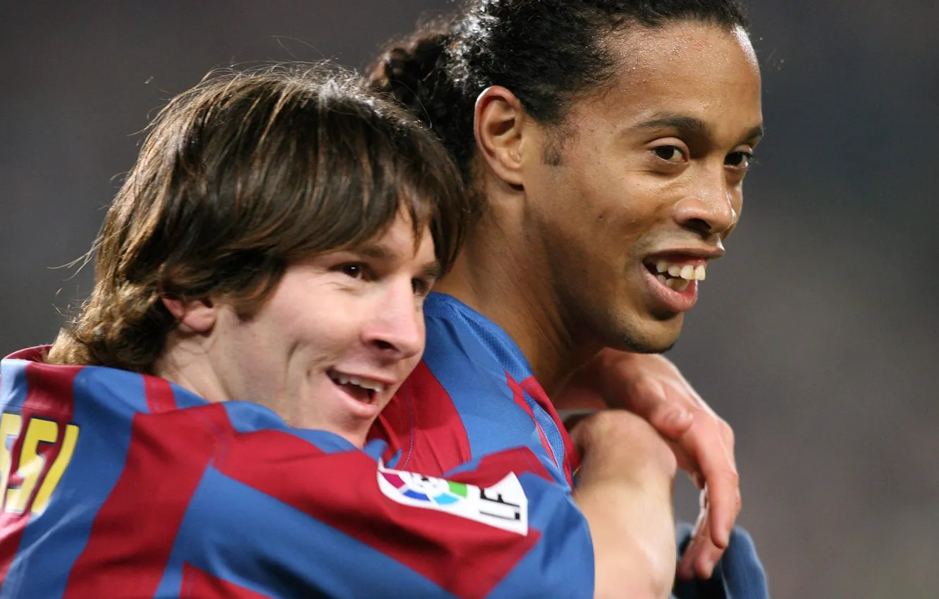 Photo wallpaper Lionel Messi, Barcelona, Ronaldinho