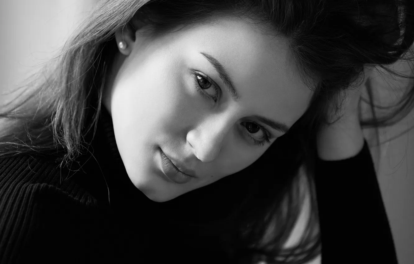 Photo wallpaper portrait, black and white, Xenia, Matvey Karmakov