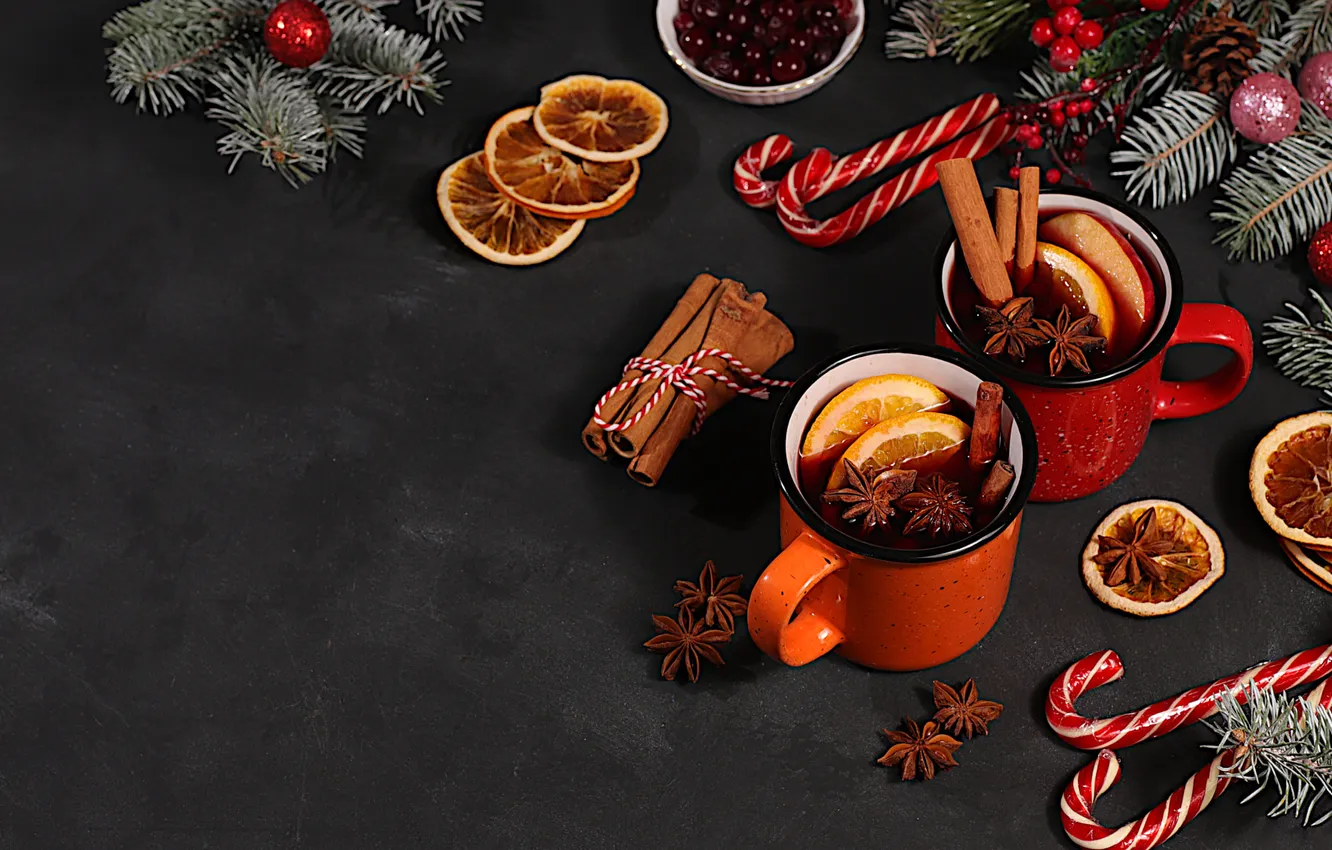 Photo wallpaper new year, Christmas, mulled wine
