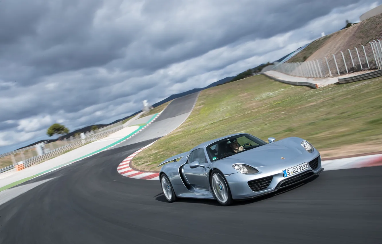 Photo wallpaper movement, speed, Porsche, racing track, Porsche 918 Spyder