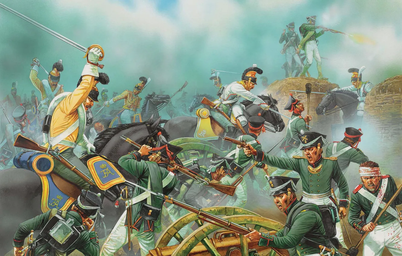Photo wallpaper attack, war, art, soldiers, the battle, Russian, Domestic, 1812.