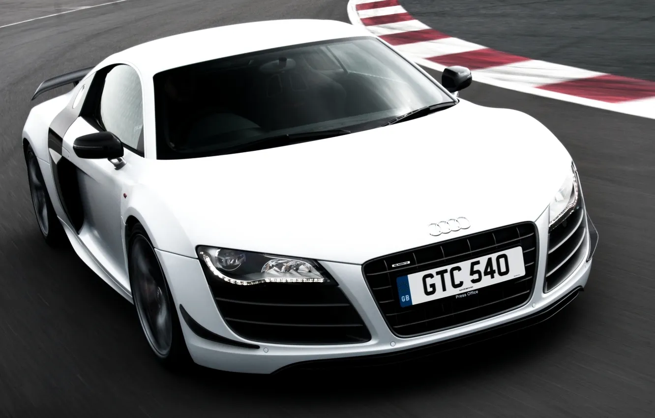 Photo wallpaper white, Audi, audi, supercar, racing track, the front