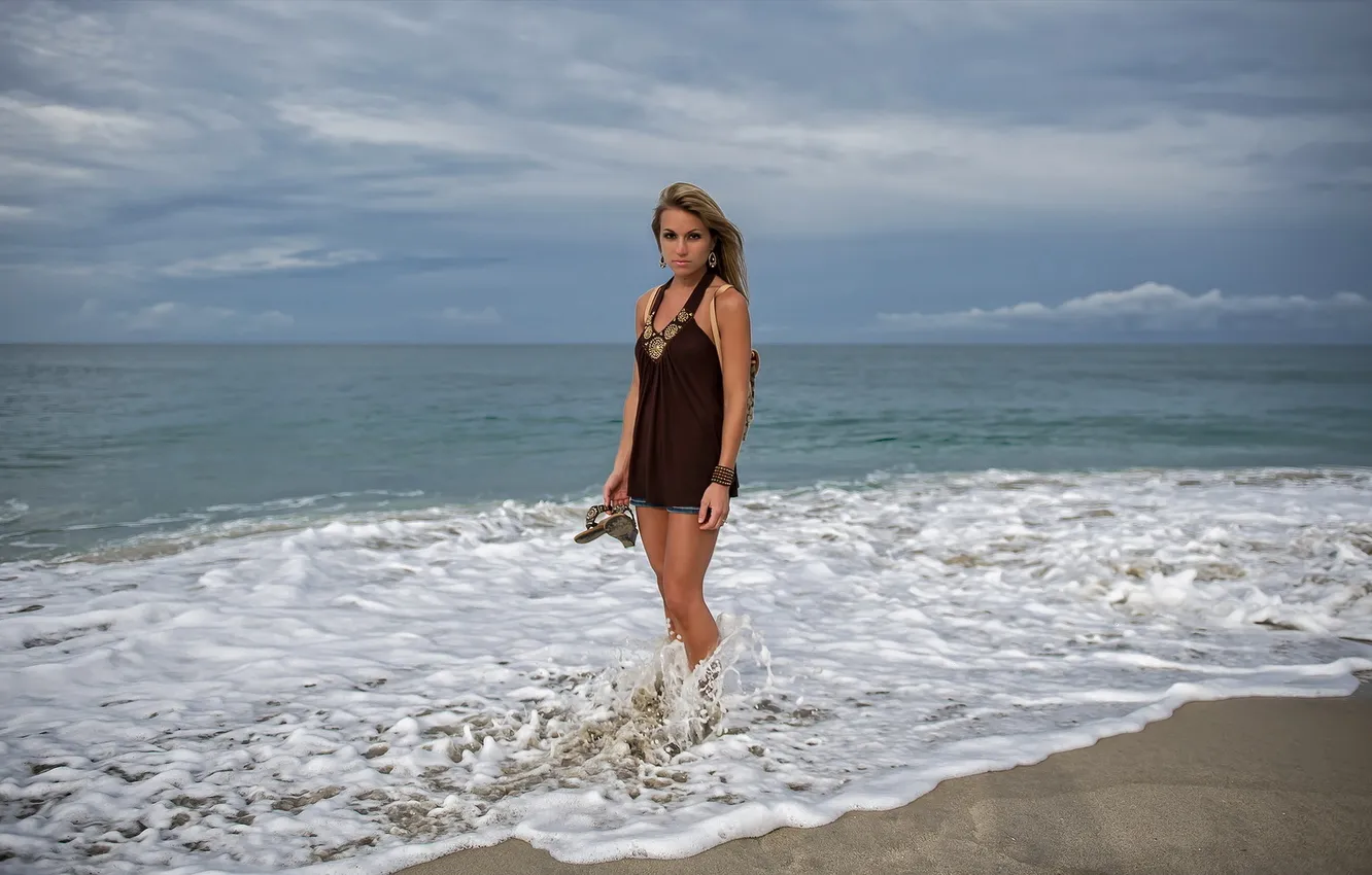 Photo wallpaper sea, girl, nature