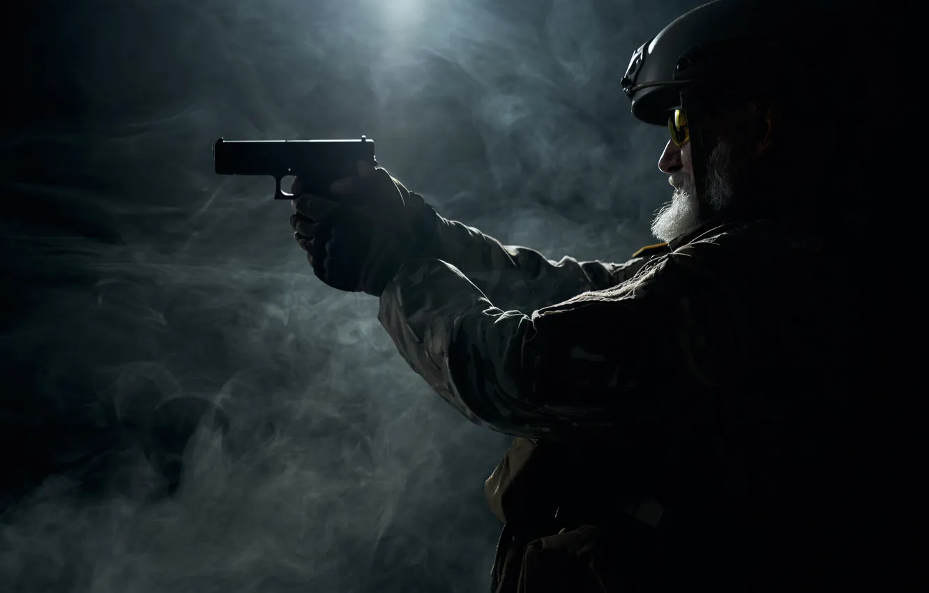 Photo wallpaper gun, smoke, military, technique