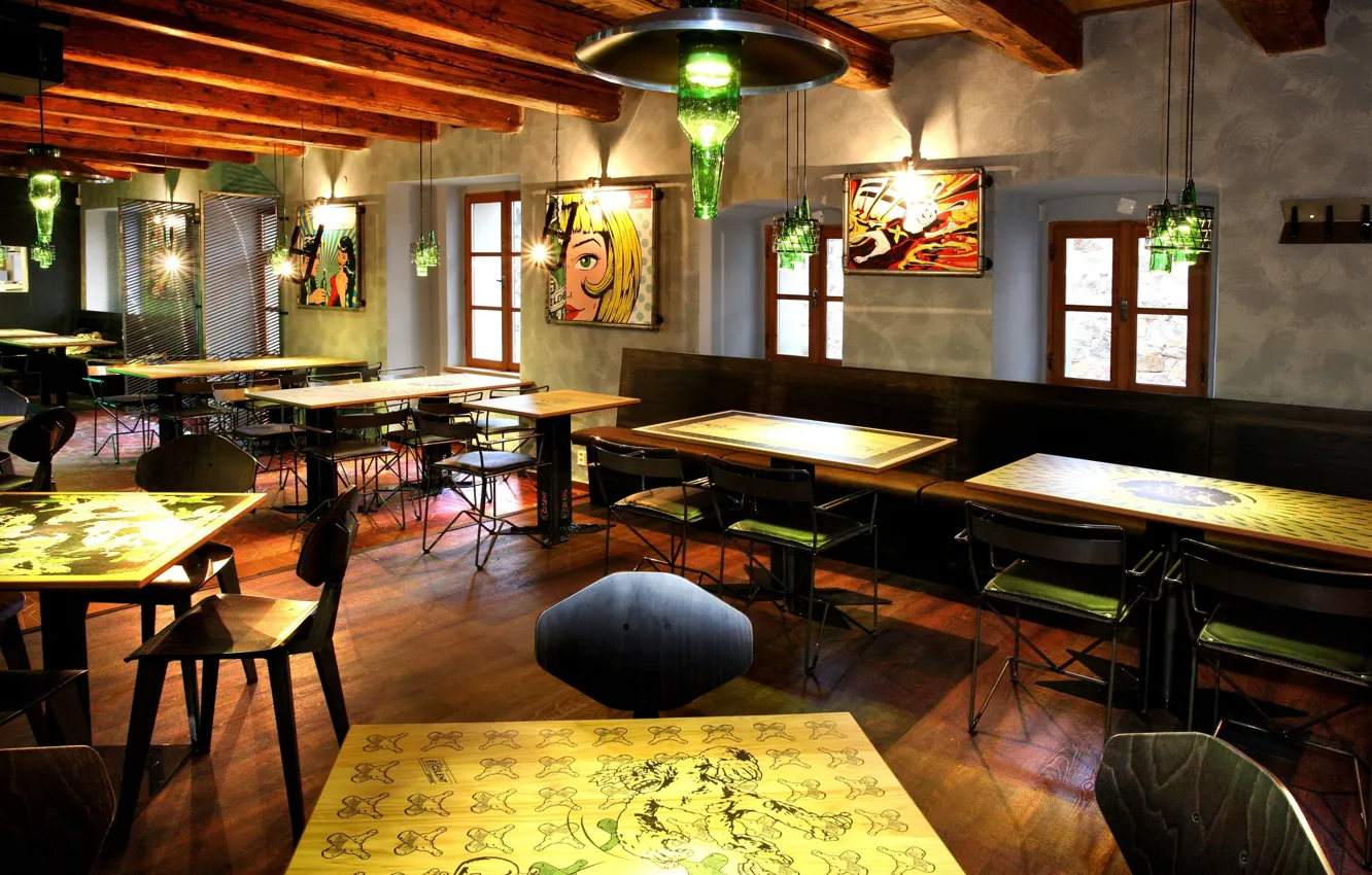 Photo wallpaper design, style, interior, bar, restaurant, dining room
