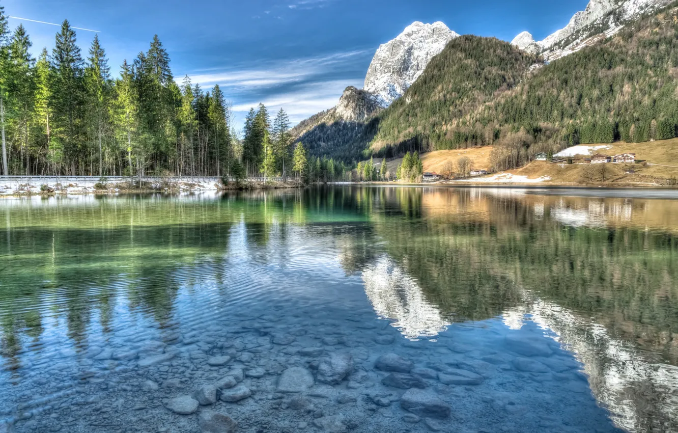 Photo wallpaper the sky, water, mountains, lake, reflection