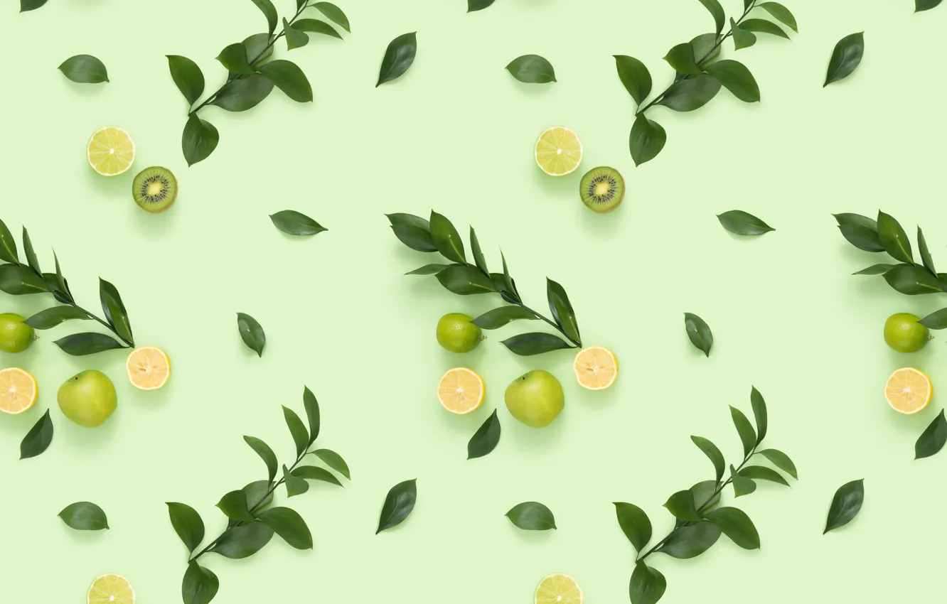 Photo wallpaper leaves, branches, background, kiwi, citrus