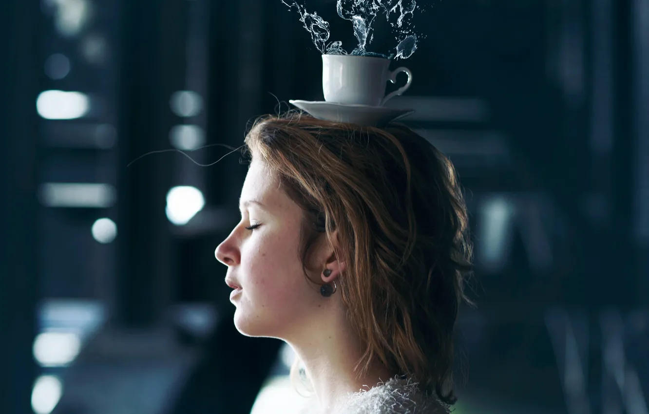 Photo wallpaper girl, splash, Cup, Vincent Bourilhon, Splash your world