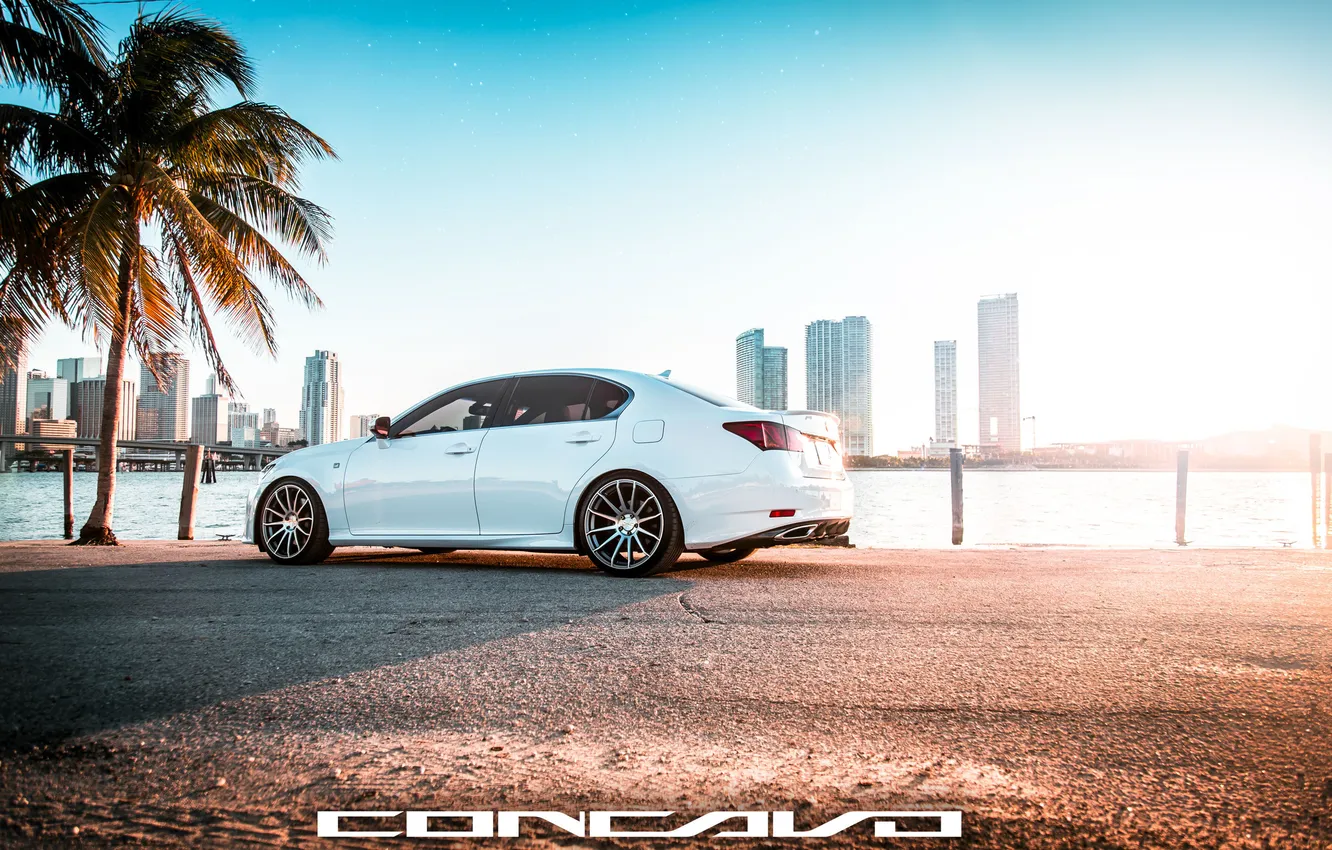 Photo wallpaper machine, auto, palm trees, Lexus, auto, F-Sport, Wheels, Concave