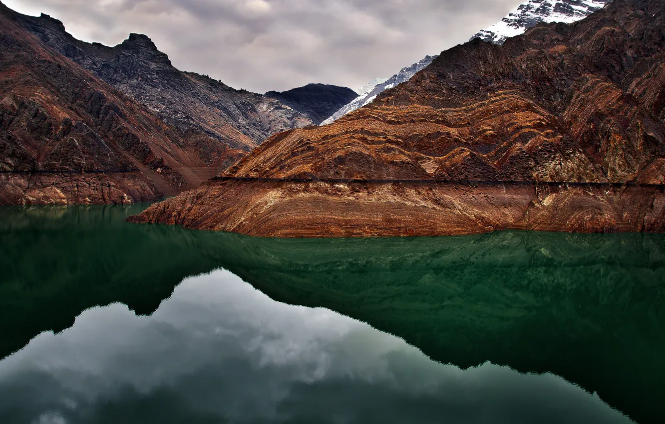 Photo wallpaper water, mountains