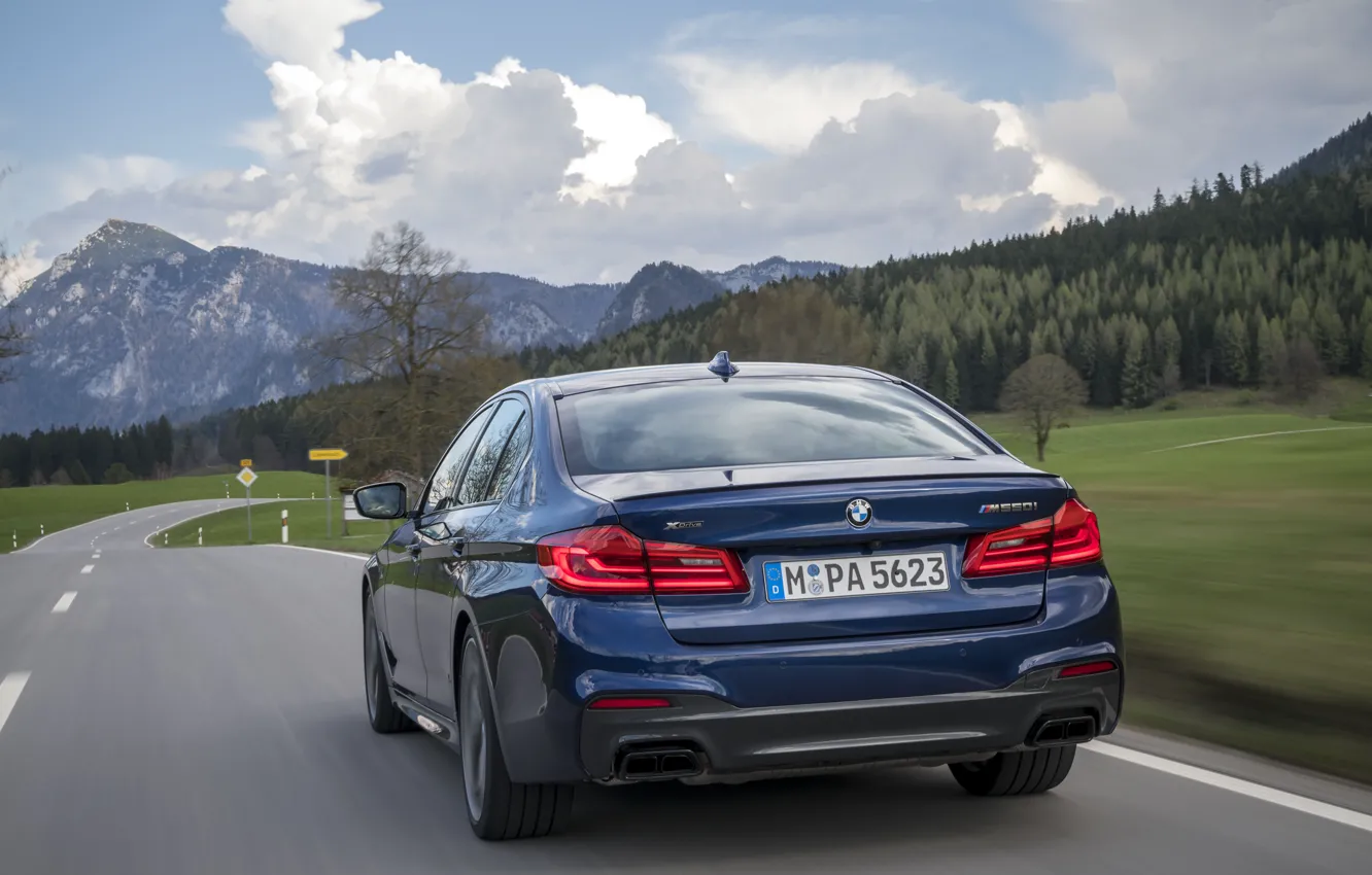 Photo wallpaper road, the sky, grass, clouds, trees, mountains, markup, lawn