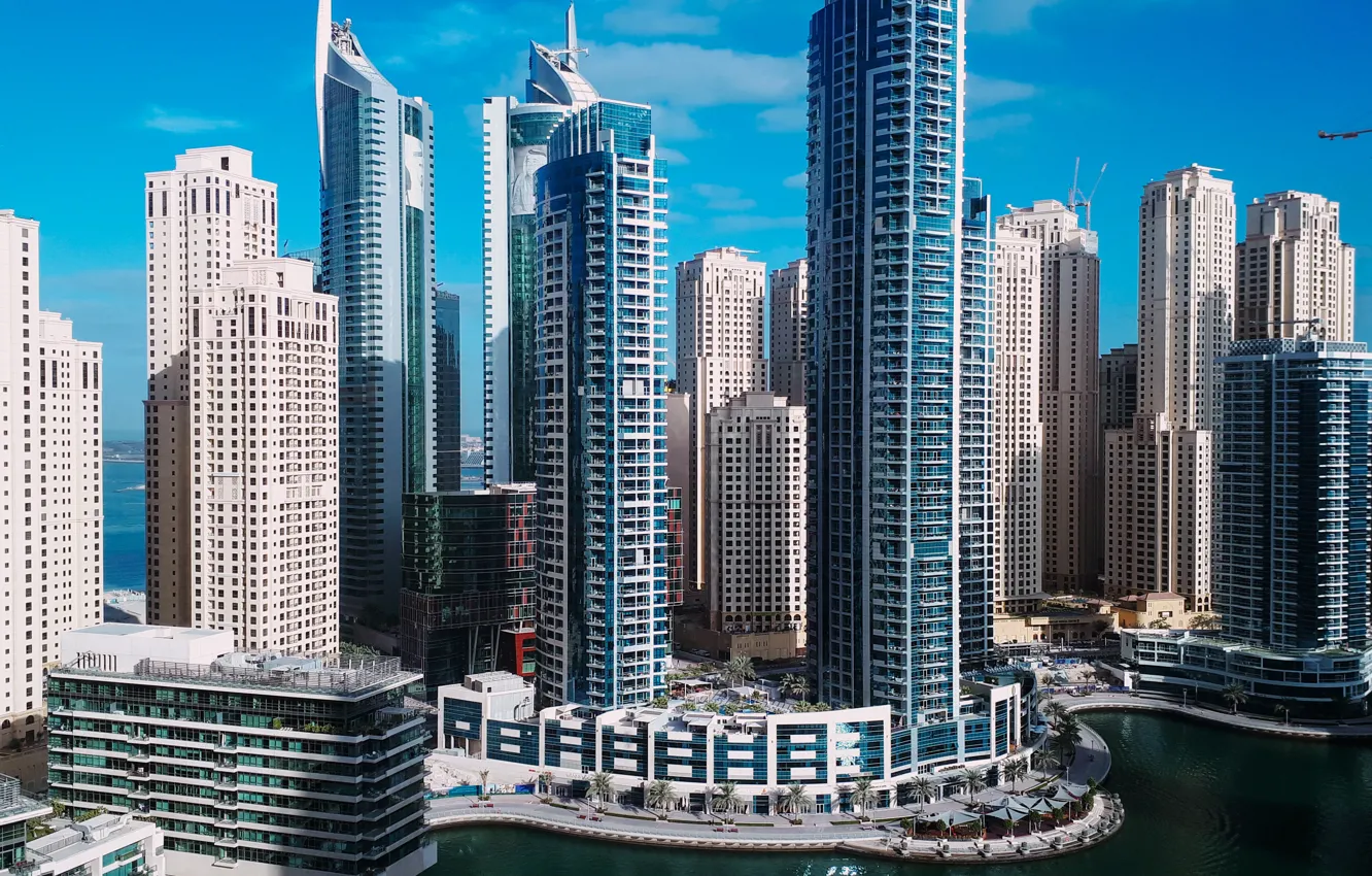 Photo wallpaper Dubai, skyline, skyscrapers, urban, cityscape, Metropolitan
