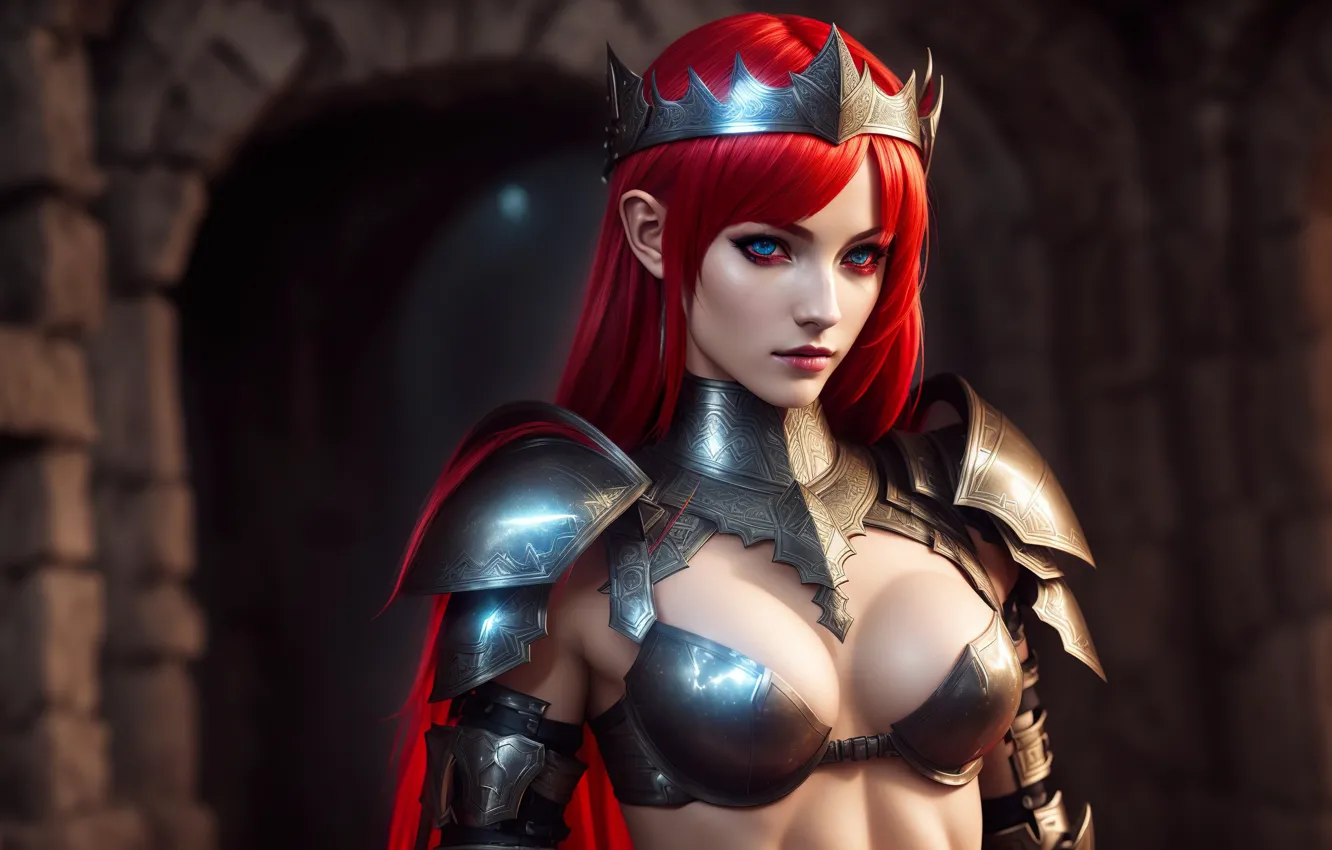 Photo wallpaper girl, fantasy, armor, art, Stable Diffusion, Neuronet, AI Art, original ai-artwork