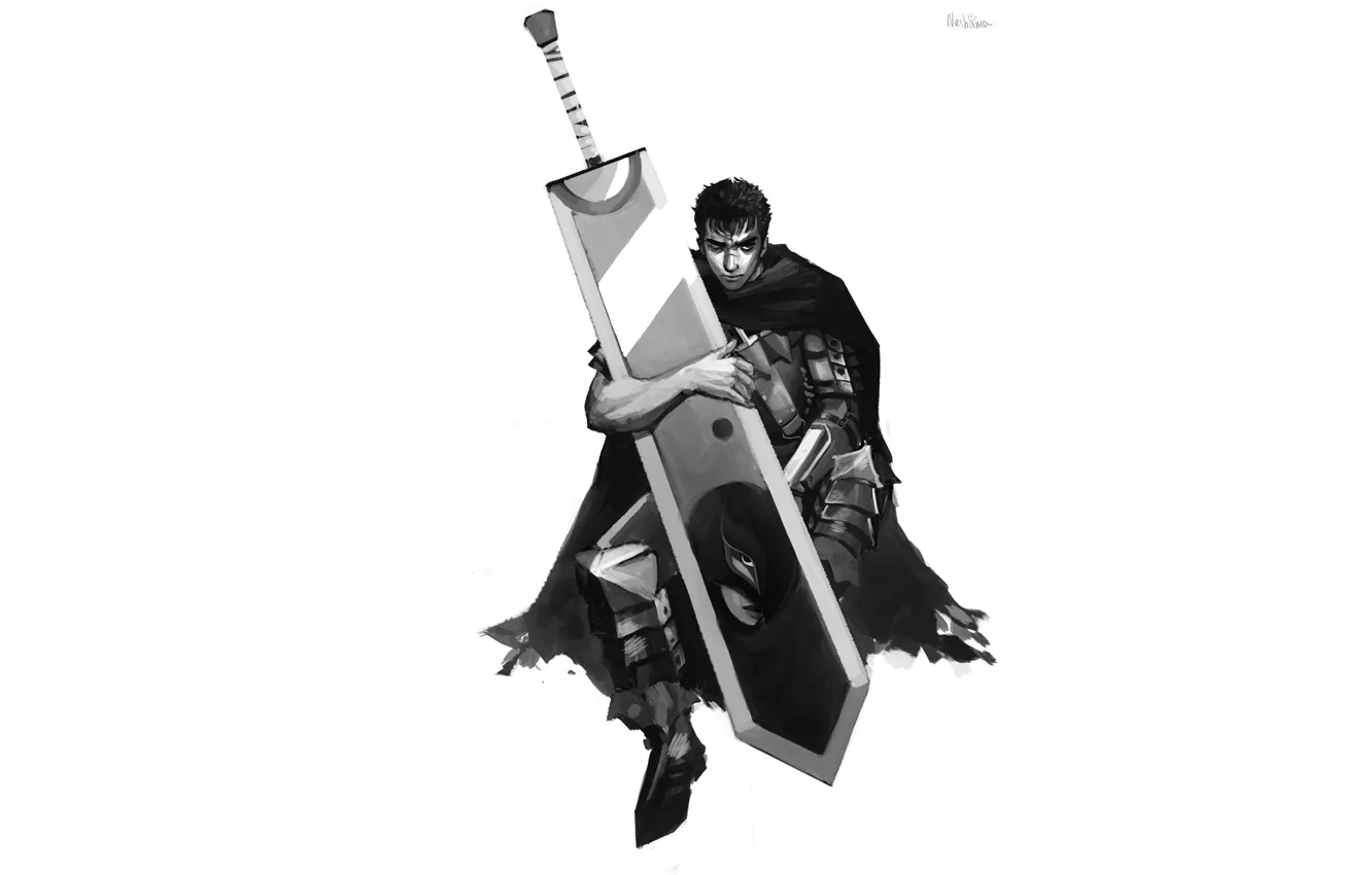 Photo wallpaper sword, art, male, Berserk, Berserker, guts, by kleineherz