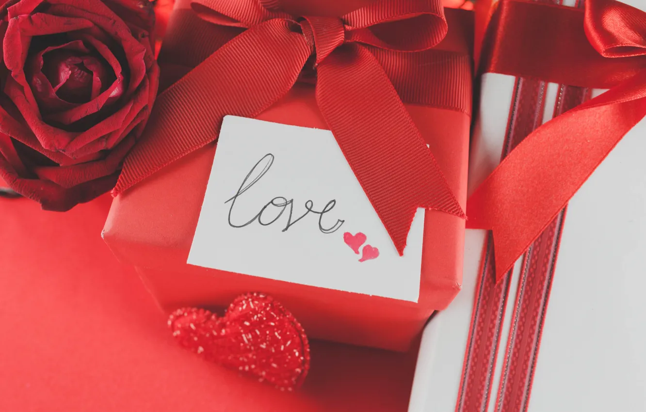 Photo wallpaper tape, red, love, romantic, hearts, valentine's day, gift, roses