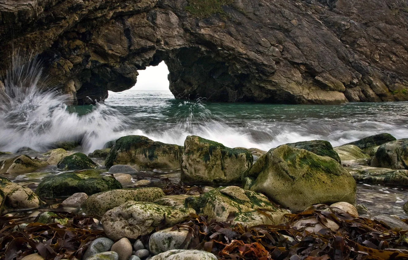 Photo wallpaper rock, stones, the ocean
