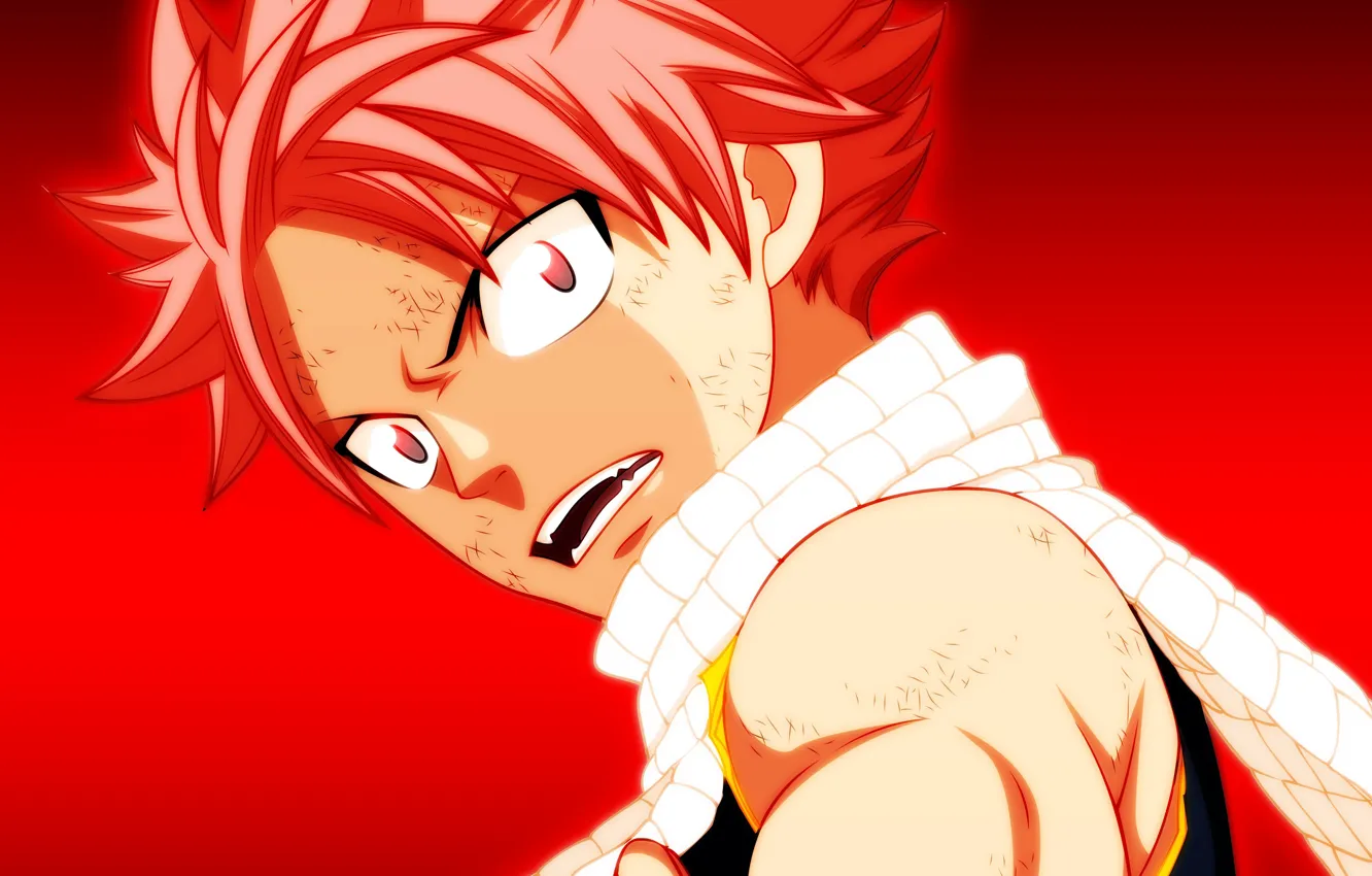Photo wallpaper art, red background, Fairy Tail, Tale of fairy tail, Natsu, Natsu Dragneel