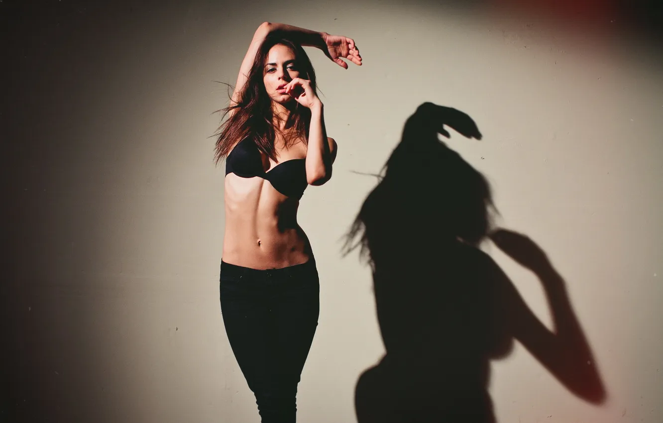 Photo wallpaper girl, background, shadow