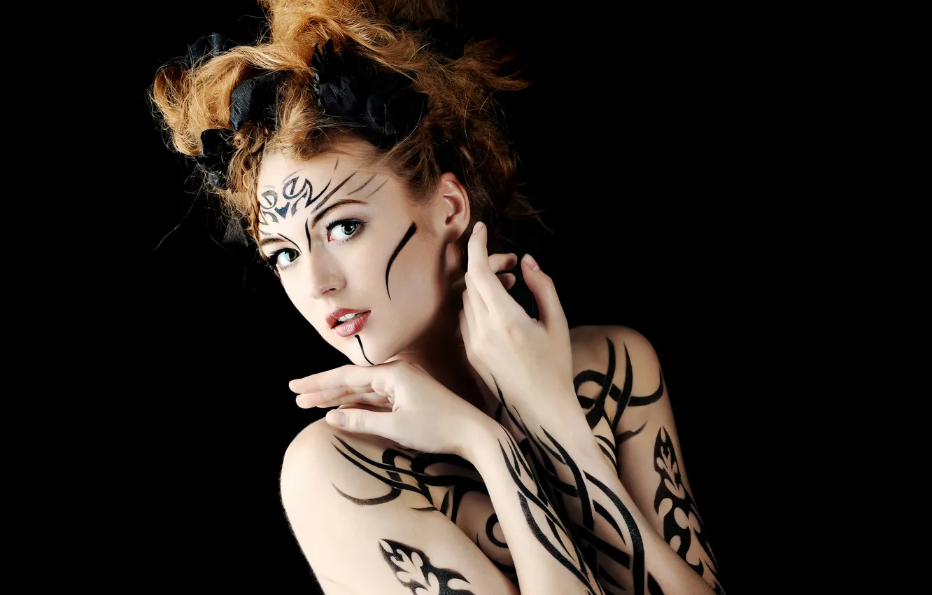 Photo wallpaper girl, hair, tattoo