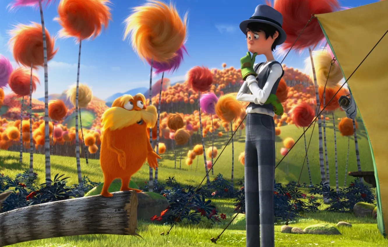 Photo wallpaper cartoon, surprise, the conversation, the lorax