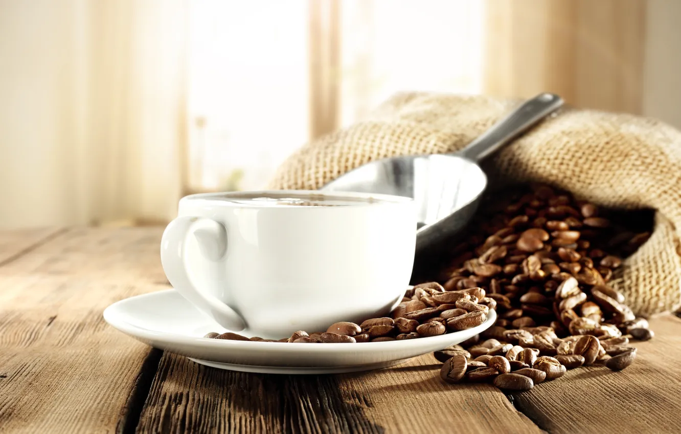 Photo wallpaper coffee, bag, coffee beans, blade