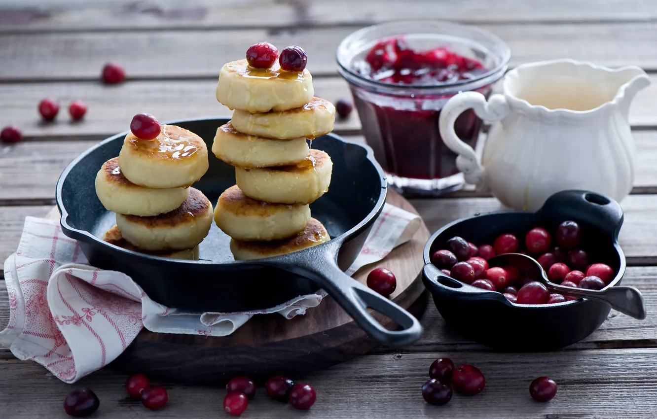 Photo wallpaper berries, pancakes, cranberry