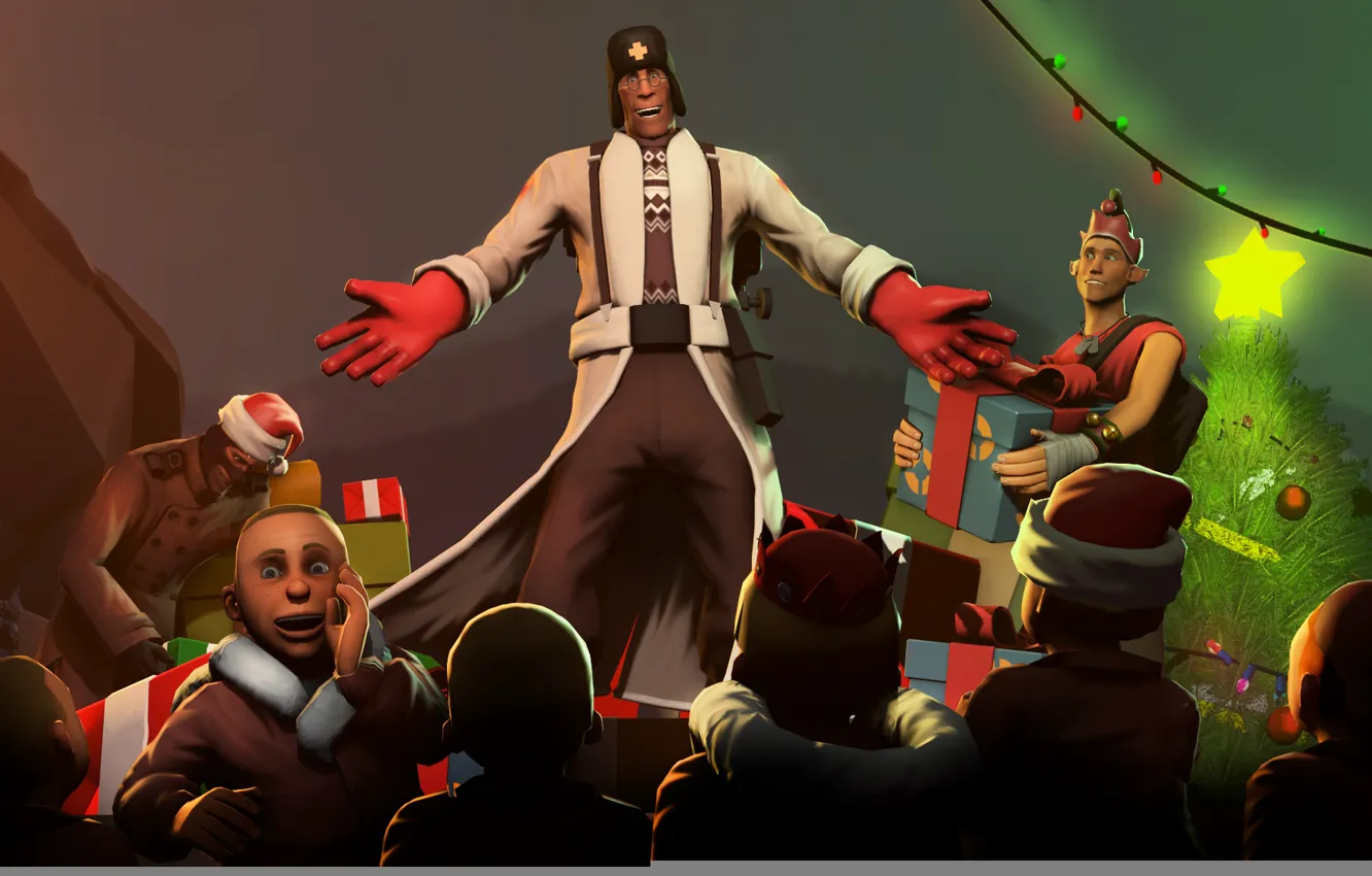 Photo wallpaper holiday, new year, Christmas, Team Fortress 2, merry christmas