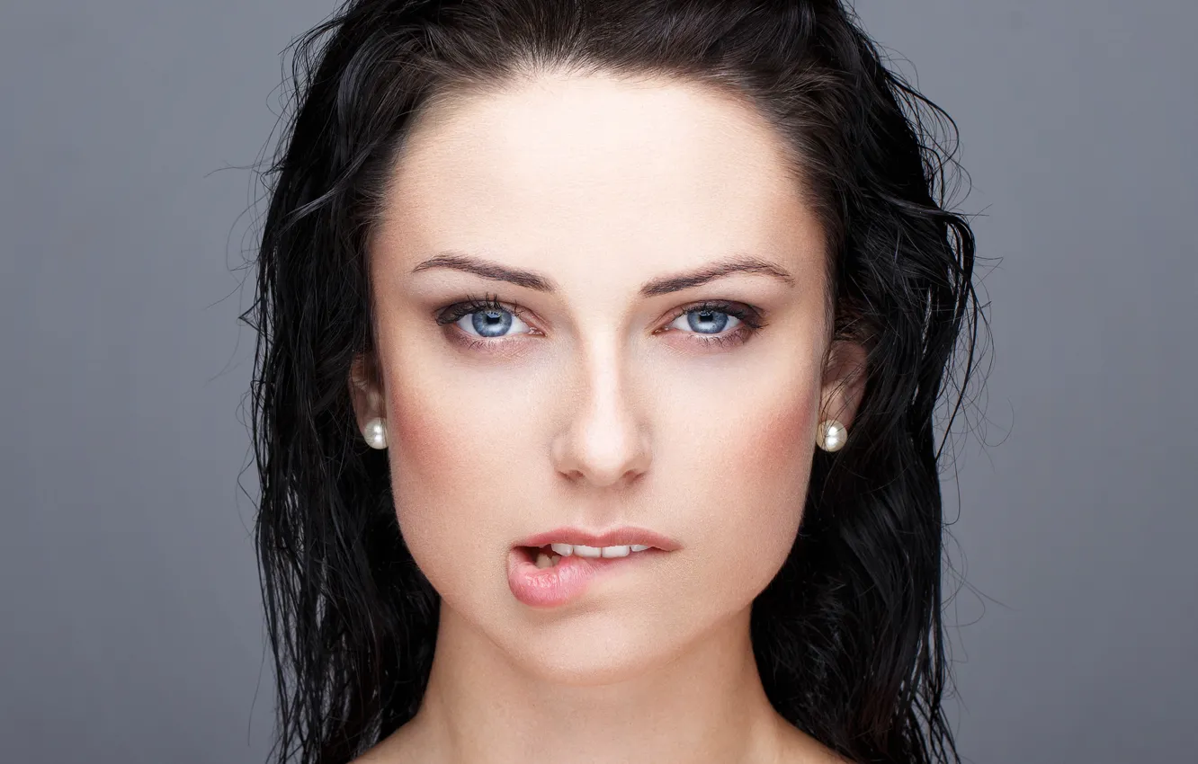 Photo wallpaper eyes, girl, face, model, hair, lips