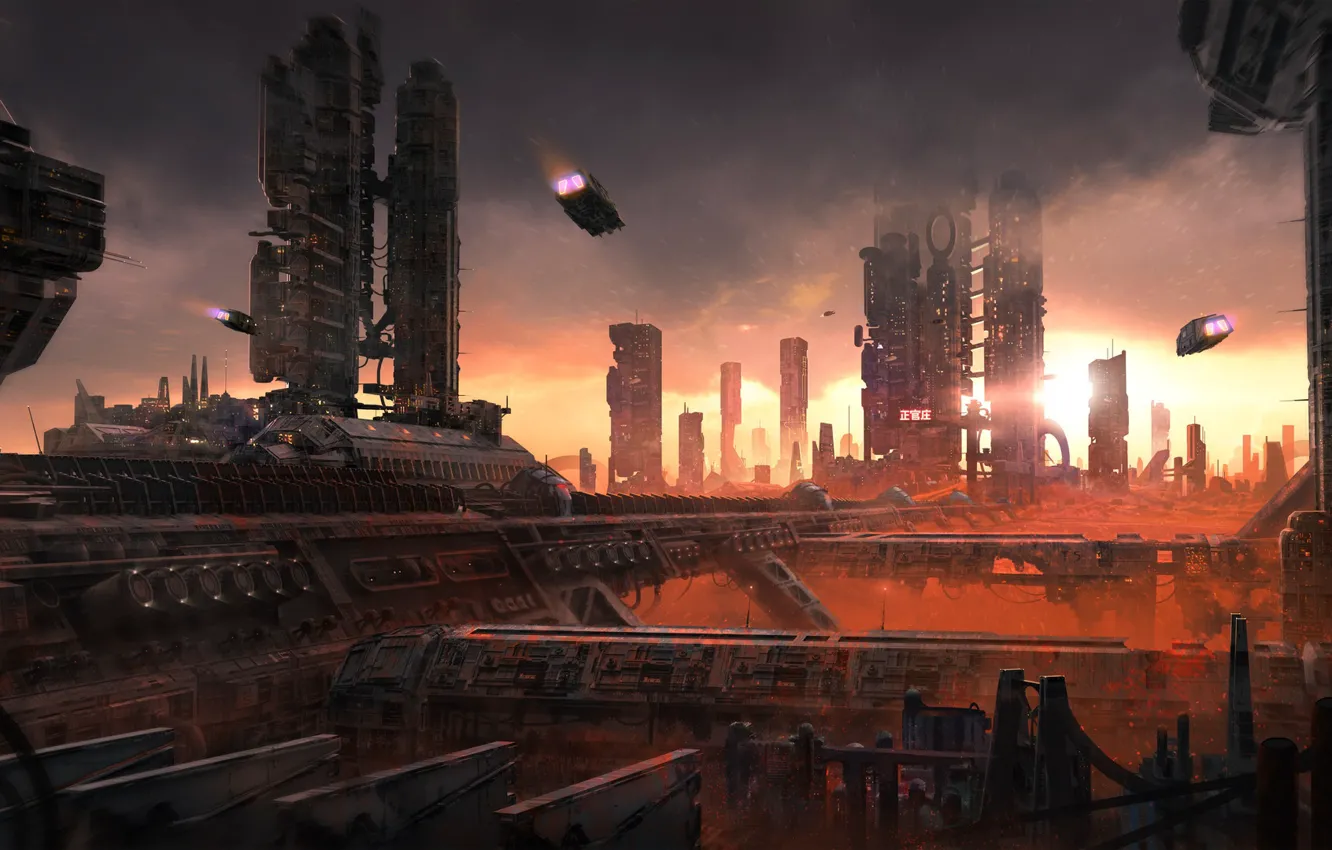 Photo wallpaper machine, city, the city, future, fiction, architecture, dystopia, Cyberpunk